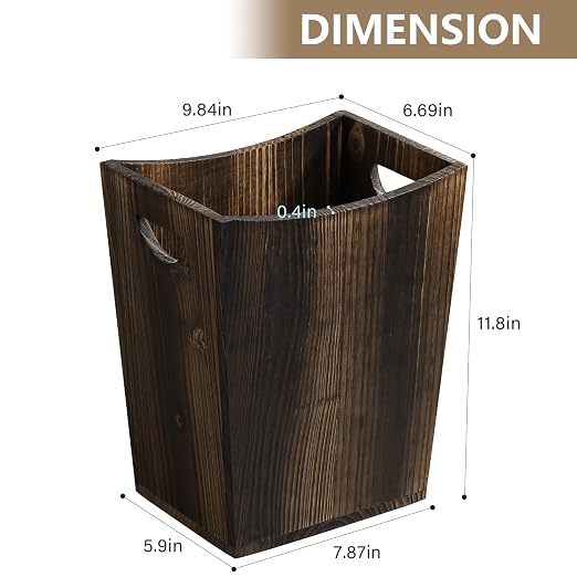 SEHERTIWY Wood Trash Can, Farmhouse Wastebasket Bin - Image 4