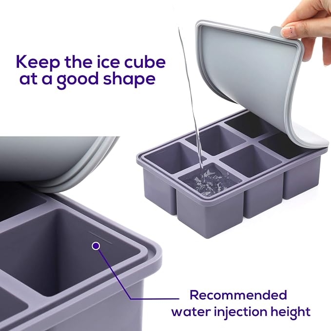 Mossime Large Ice Cube Molds: Square Whiskey Silicone Ice Cube Trays - Image 3