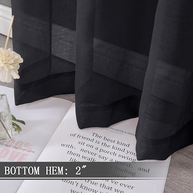 Tollpiz Sheer Curtains Living Room Linen Textured Curtain Sheers Light - Image 4