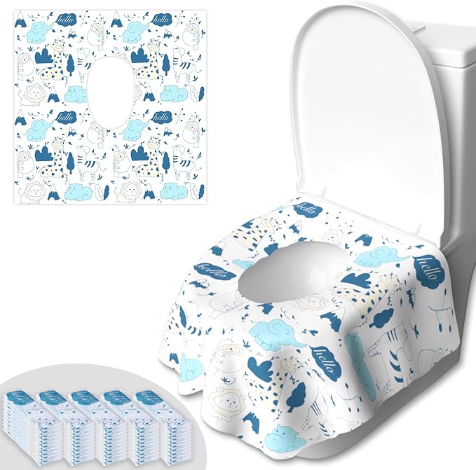 50 PCS Disposable Toilet Seat Covers, Extra Large Portable Potty Seat Covers by Peyazoco