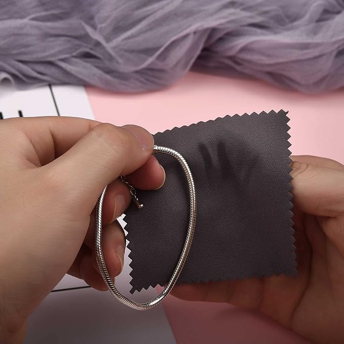 SEVENWELL 50pcs Jewelry Cleaning Cloth Dark Gray Polishing Cloth - Image 5