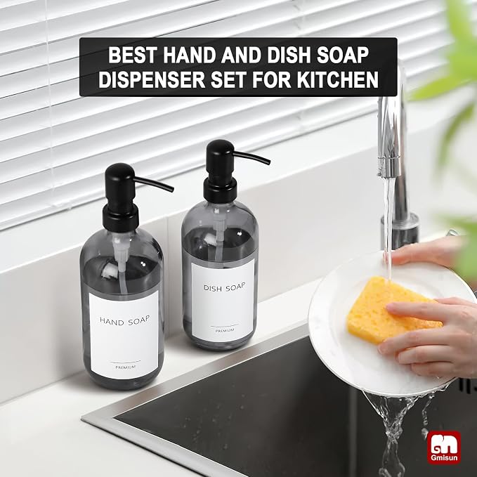 GMISUN Black Soap Dispenser, 2 Pack Hand Soap Dispensers - Image 5