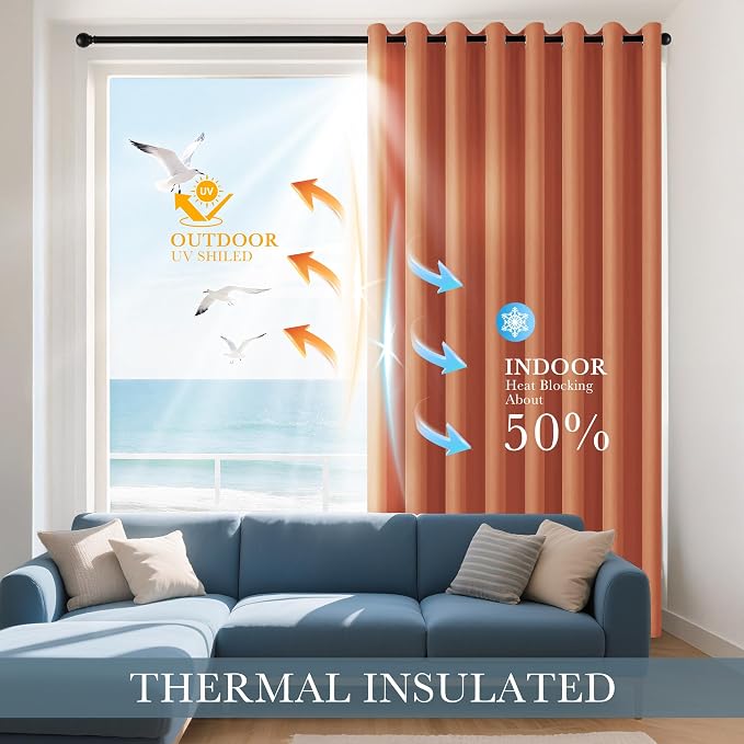 PONY DANCE Burnt Orange Short Blackout Curtains 36 inch Length - Image 3