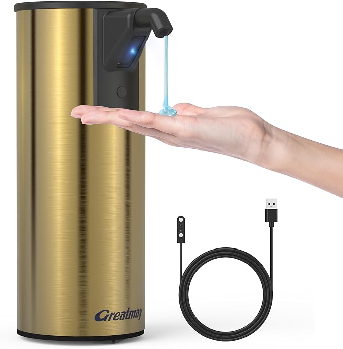 Automatic Soap Dispenser, Stainless Steel Material, Rechargeable Touchless Hand by Greatmay