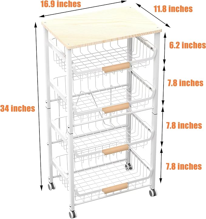 5-Layer Fruit Basket Kitchen Food Storage Organizer and Storage Rack, Stackable - Image 4