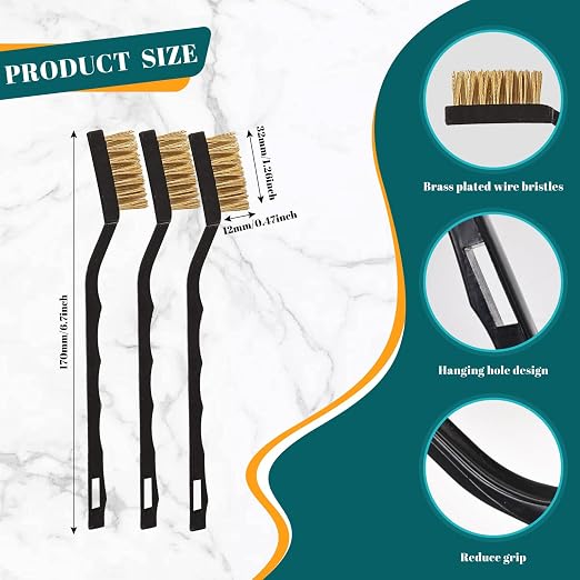 20 Pcs Mini Wire Brush Brass Brush Set, Curved Handle Masonry Brush Wire Brush - Image 2