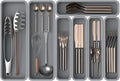 7 Pack Silicone Silverware Drawer Organizer, DIY Free Combination Kitchen by K+KORKUAN
