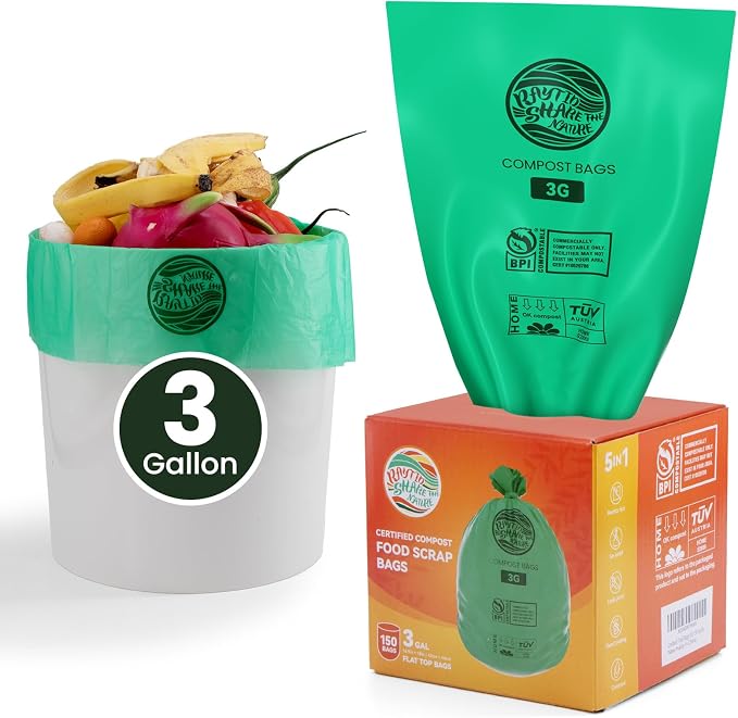 Compost Bags 3 Gallon Extra Thick Compost Bags by RAYTID
