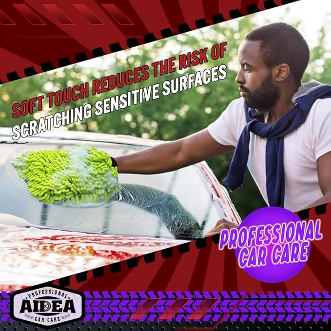 AIDEA Car Wash Mitt Microfiber, 2PK-Scratch-Free& Lint-Free, Premium Chenille - Image 4