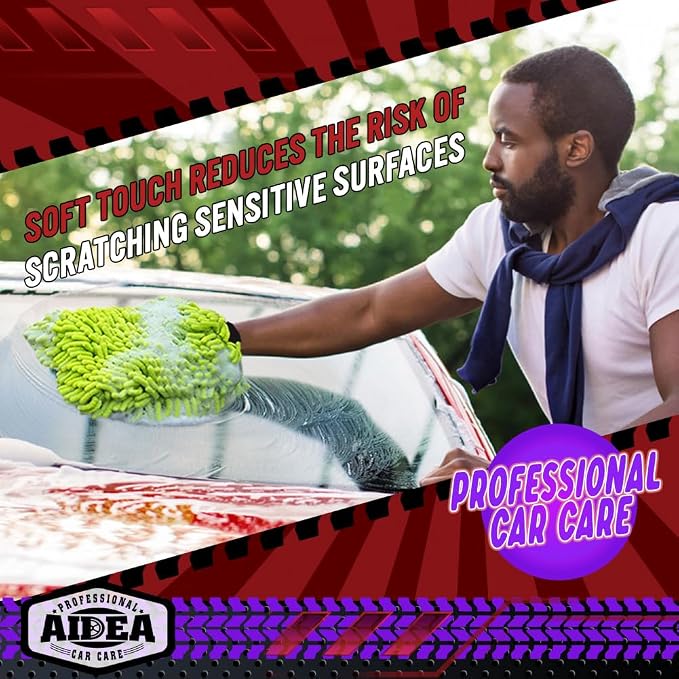 AIDEA Car Wash Mitt Microfiber, 1PK-Scratch-Free& Lint-Free, Premium Chenille - Image 4