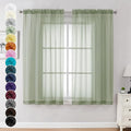 Chyhomenyc Sage Green Sheer Curtains 54 Inch Long 2 Panels Set, Short Rod by Chyhomenyc