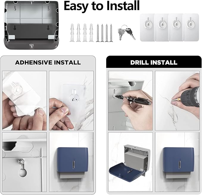 Commercial Paper Towel Dispenser Wall Mount Blue Pack of 2 Fits Multifold Paper - Image 2