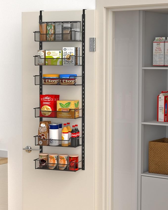 12.3" W Narrow Over the Door Pantry Organizer, 6-Tier Over the Door Organizer by VyGrow