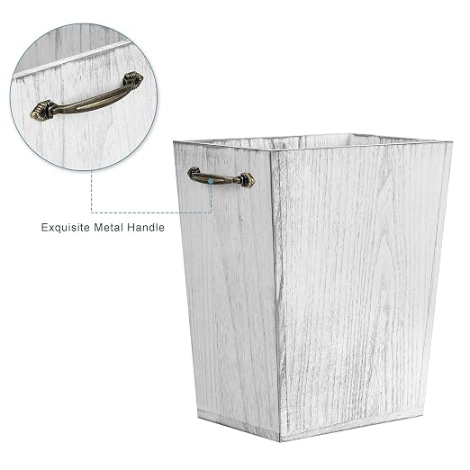 Wood Wastebasket Trash Can Rustic Farmhouse Square Garbage Container Bin - Image 5