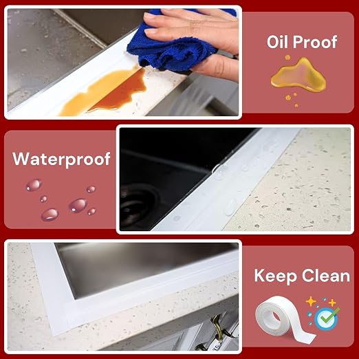 1.5" White Caulk Tape with Self Adhesive, Caulk Strip Waterproof - Image 5