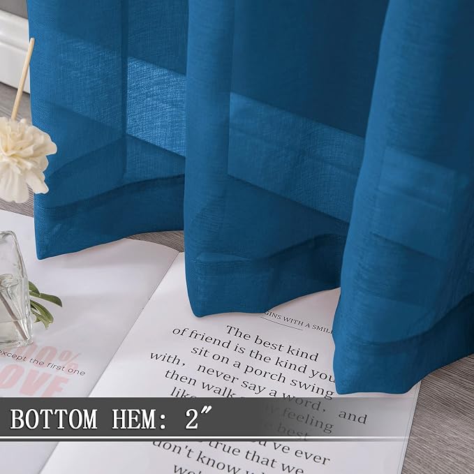 Tollpiz Sheer Curtains Bedroom Linen Textured Curtain Sheers Light Filtering - Image 4