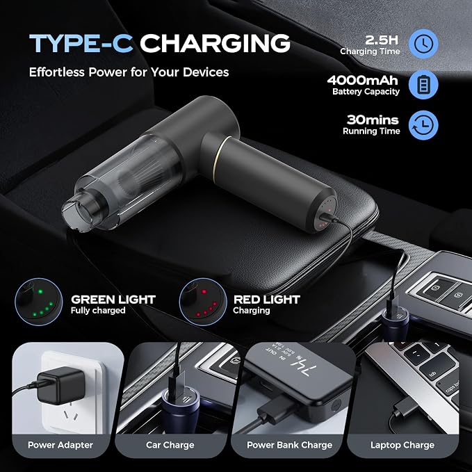 Car Vacuum Portable Cordless, Handheld Vacuum Cordless 15Kpa, Hand Vacuum - Image 6