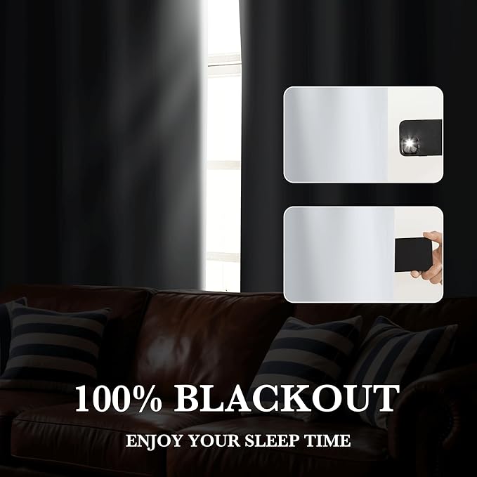 RYB HOME 100% Blackout White Curtains - Image 3