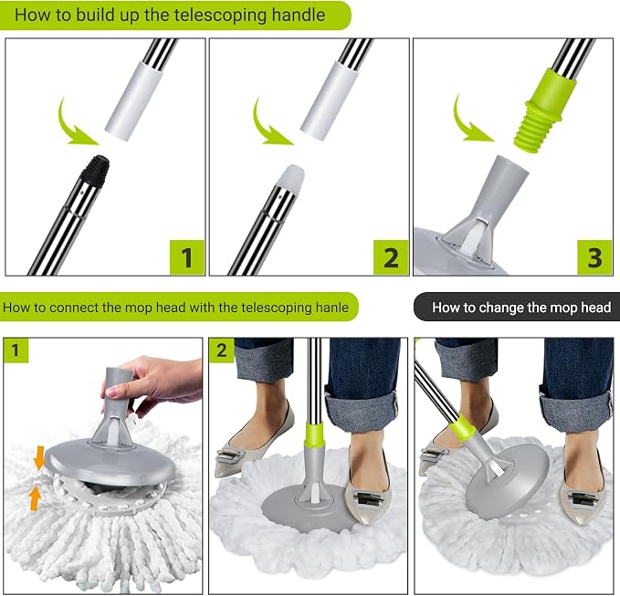 MASTERTOP Mop and Bucket with Wringer Set, Small Spin Mop Cleaning System with - Image 5