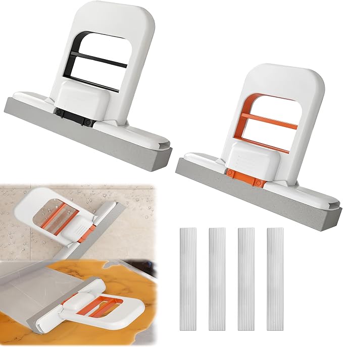 Mini Foldable Desktop Mop, Portable Cleaning Sponge Mop Self-Squeeze Sponge by TGLIPI