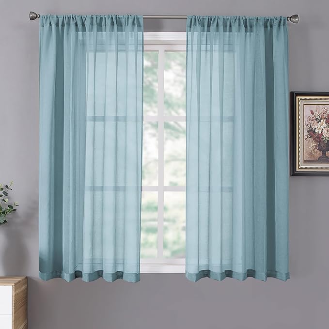 Tollpiz Sheer Curtains Living Room Linen Textured Curtain Sheers Light by Tollpiz