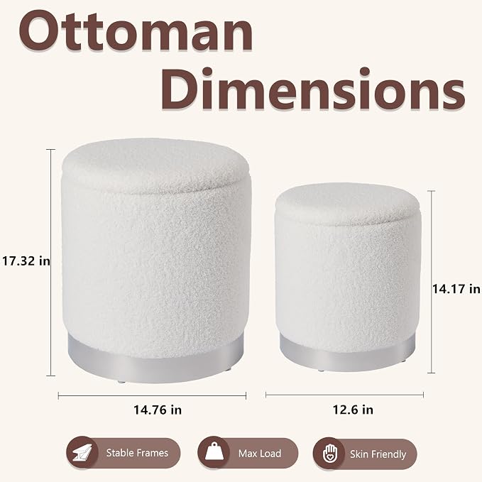 Royal Windsor Boucle Round Ottoman - Image 2