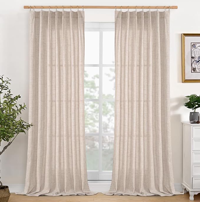 YoungsTex Linen Semi Sheer Curtains 90 Inch Length 2 Panels by YoungsTex