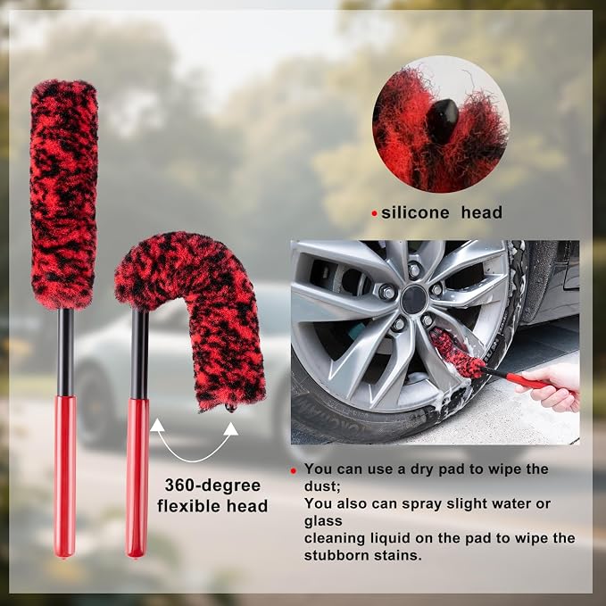 ITTAHO 4 Pack Car Wash Brush Wheel Cleaning Woolies Brush Detailing Brush and - Image 4