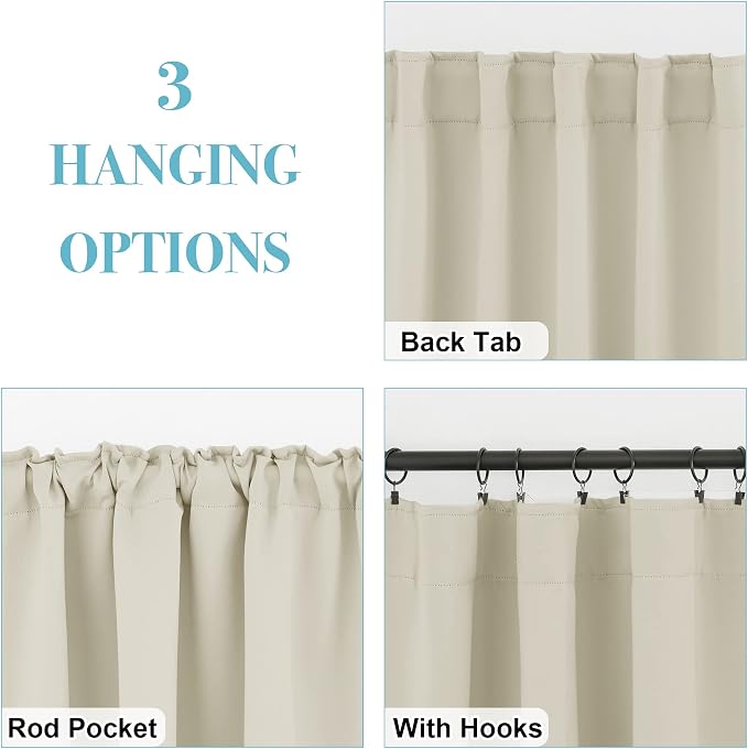 RYB HOME Small Window Curtains Blackout, Privacy Thermal Insulating Drapes - Image 6