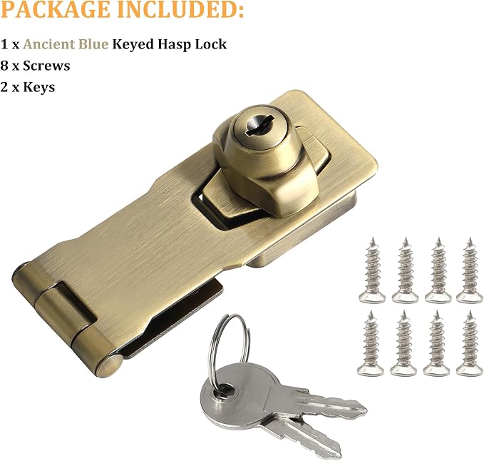 Alise Keyed Hasp Lock, 4 Inch Safety Packlock Clasp Hasp Lock Latch - Image 7