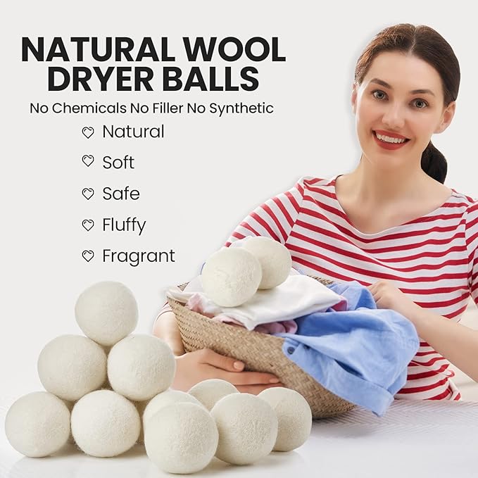 Roowest 46 Pcs Wool Dryer Balls Set Reusable Laundry Wool Balls - Image 4