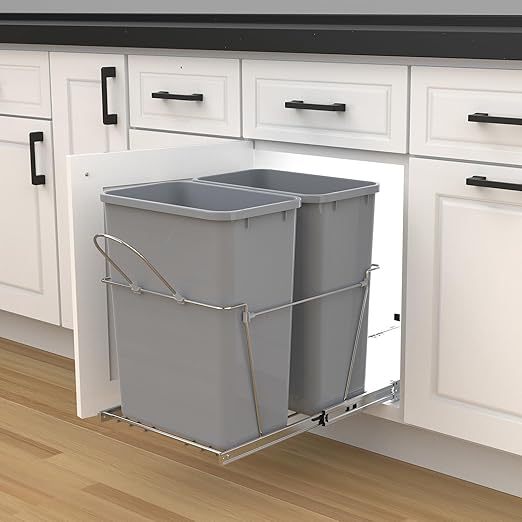 Double Pull-Out Trash Can for Under Kitchen Cabinets Include Double 35QT Trash - Image 5