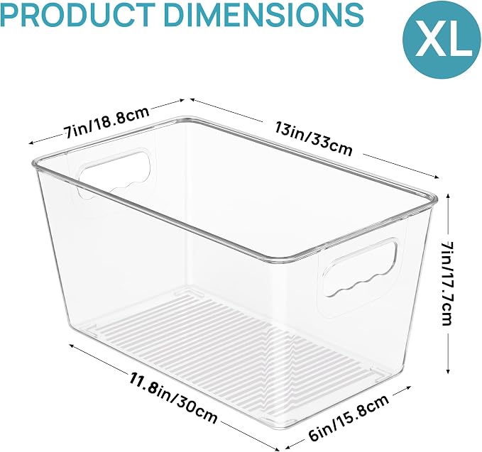 Vtopmart 6 PCS Clear Plastic Storage Bins, Pantry Organizer Containers - Image 2