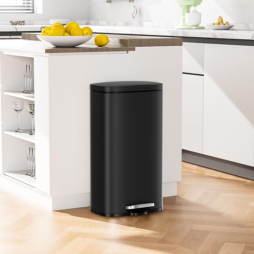 Arlopu 8 Gallon Step Trash Can, Stainless Steel Garbage Bin, Soft-Close Rubbish - Image 5