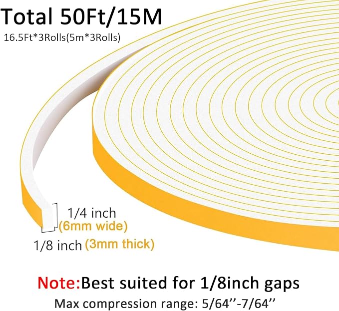 Upgraded Strong Adhesive Foam Tape, Soundproof Door Insulation Weather Strip - Image 5
