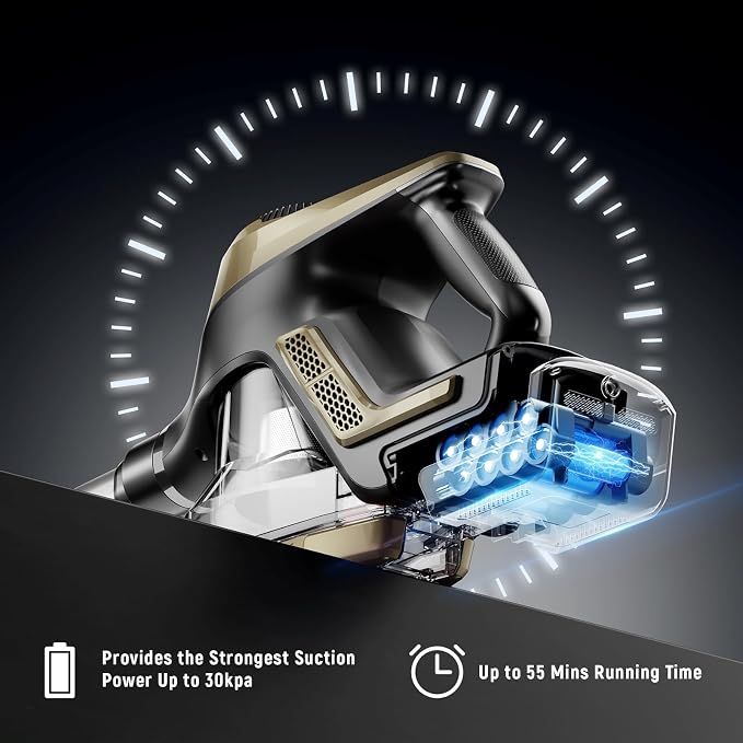 Cordless Vacuum Cleaner, 30Kpa Home Stick Vacuum, Smart Display & 1.5L Dust Cup - Image 8