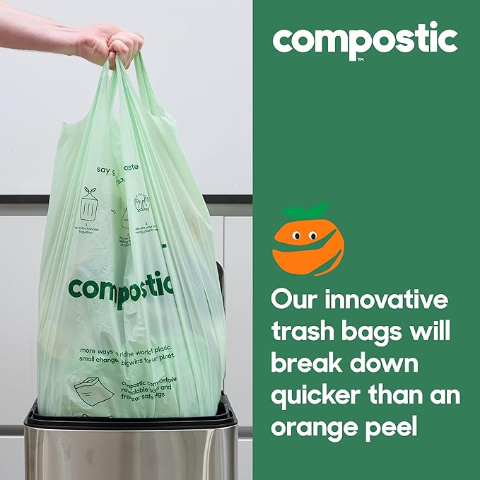 Compostic Home Compostable Trash Bags, 13 Gallon Tall Kitchen Rubbish Bags - Image 5