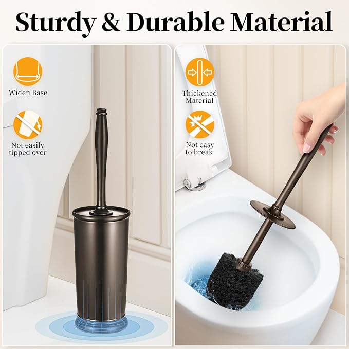 Toilet Bowl Brush Holder Set: Bathroom Deep Cleaning Toilet Scrubber Rim Cleaner - Image 5