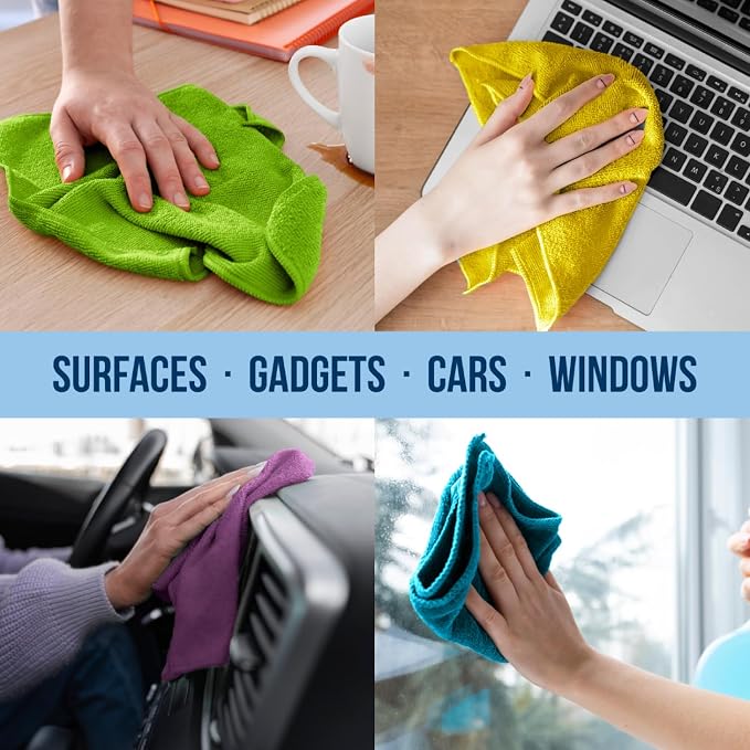 GREEN LIFESTYLE Chamois Cloth, Microfiber Cleaning Cloth 50 Pack, Borderless - Image 5