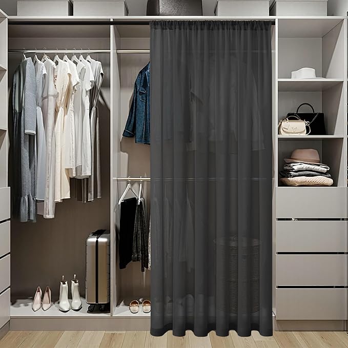 Tollpiz Sheer Curtain Closet Linen Textured Curtain Sheers Doorway Light - Image 3
