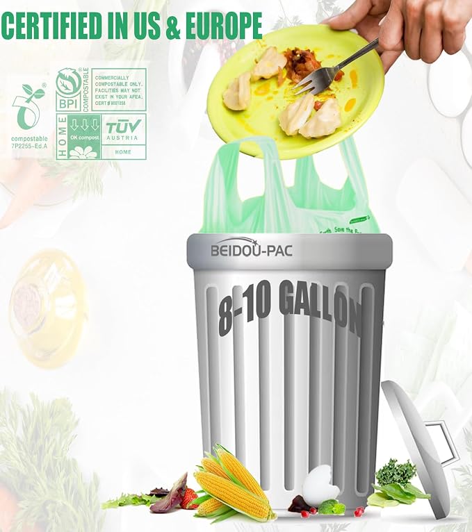 8-10 Gallon Compostable Trash Bags, Compost Bags Kitchen Trash Bags - Image 4