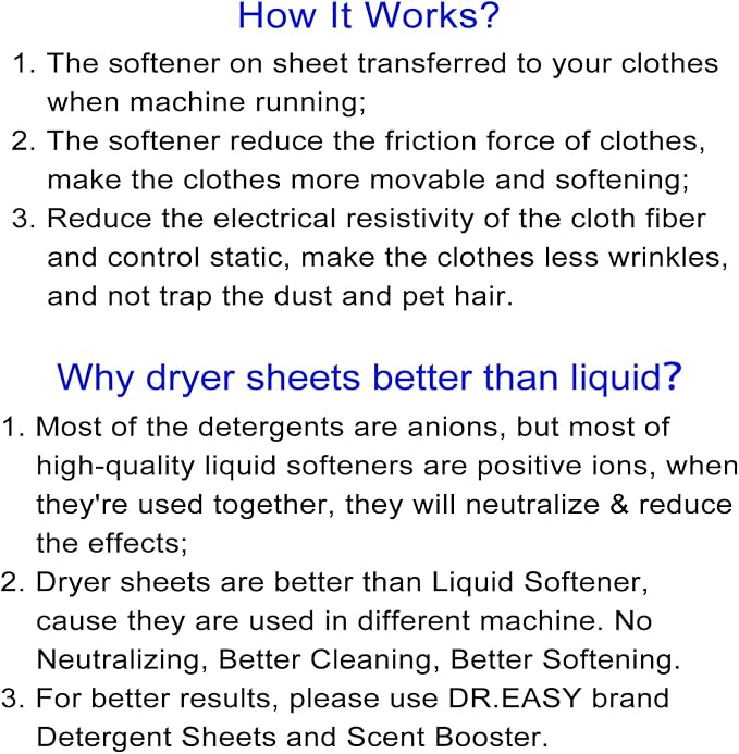 Dr.Easy Dryer Sheets Free & Clear Plant Based all ingredients - Image 8
