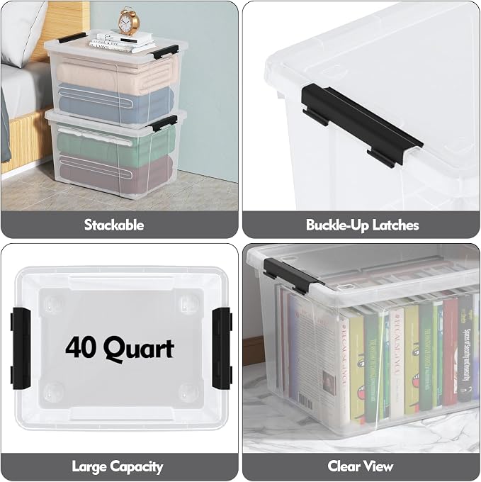 Zopnny 40 Quart Clear Latching Box - Image 3