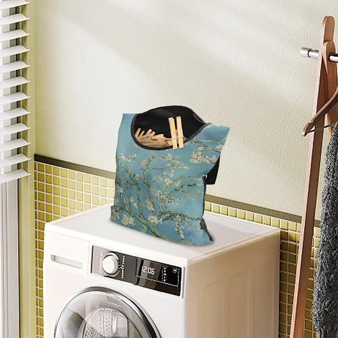 Almond Blossom Print Max Capacity Clothespin Storage Bag 14.5x12in - Image 3