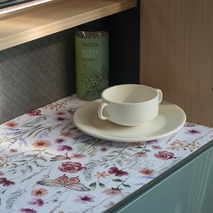Floral Drawer and Shelf Liner for Kitchen Cabinets, 16IN x 20FT Non-Adhesive - Image 4