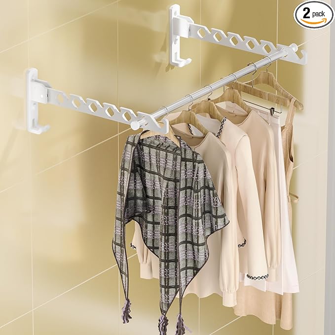 Dr.DJ Wall Mount Coat Hanger Holder White Clothes Drying Organizer Rack Garment by DrDJ