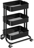 Pipishell 3 Tier Metal Rolling Utility Cart, Heavy-Duty Storage Rolling Cart by Pipishell