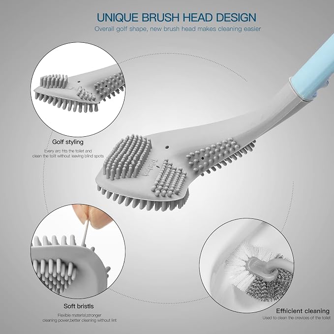 2Pcs Toilet Brush, Slim Compact Bathroom Toilet Scrubber No Dead Corners - Image 2