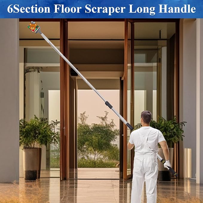 Floor Scraper Telescopic Pole, 38 to 82in Heavy Duty 4Inch Razor Blade Long - Image 5