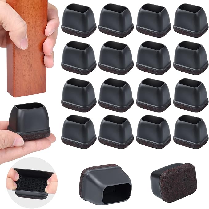 Ezprotekt 24 Pcs Rectangle Black Silicone Chair Leg Floor Protectors Caps by VisittheEzprotekt
